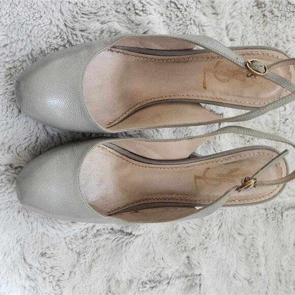 YVES SAINT LAURENT LEATHER GRAY PLATFORM HEEL SIZE 36 (6) - Picture 2 of 14